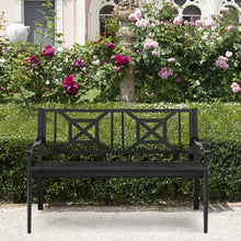 Load image into Gallery viewer, Patio Garden Bench Steel Frame Park Yard Outdoor Furniture