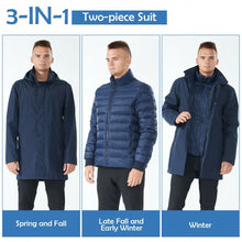Load image into Gallery viewer, Men's Interchange 3 in 1 Waterproof Detachable Ski Jacket-Navy-XL