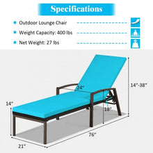 Load image into Gallery viewer, 2 pcs Patio Rattan Adjustable Back Lounge Chair-Turquoise