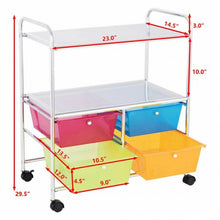 Load image into Gallery viewer, 4 Drawers Shelves Rolling Storage Cart Rack-Multicolor