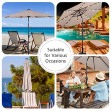 Load image into Gallery viewer, 10FT Patio Solar Umbrella LED Patio Market Steel Tilt W/ Crank Outdoor New-beige