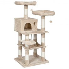 Load image into Gallery viewer, 55" Multi-Level Kitten Activity Tower with Hammock-Beige