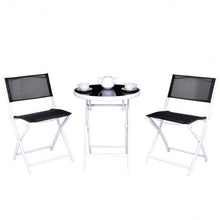 Load image into Gallery viewer, 3 Pcs Folding Garden Patio Table Chairs Set -Black