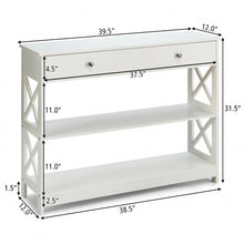 Load image into Gallery viewer, Console Accent Table with Drawer and Shelves -White