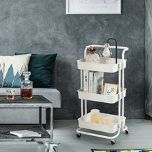 Load image into Gallery viewer, 3-Tier Utility Cart Storage Rolling Cart with Casters-White