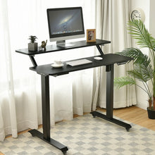 Load image into Gallery viewer, Electric 2-Tier Standing Desk Mobile Sit Stand Desk Height Adjustable-Black