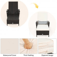 Load image into Gallery viewer, PE Rattan Chaise Lounge Chair Arm Chair Recliner Adjustable with Pillow