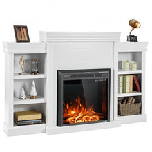 Load image into Gallery viewer, 70" Modern Fireplace Media Entertainment Center with Bookcase-White
