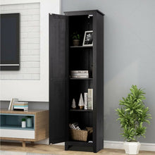 Load image into Gallery viewer, Linen Tower Bathroom Storage Cabinet Tall Slim Side Organizer with Shelf-Black