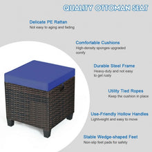 Load image into Gallery viewer, 2PCS Patio Rattan Ottoman Cushioned Seat-Navy