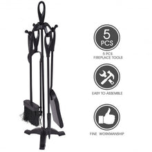 Load image into Gallery viewer, 5 pcs Stylish Black Iron Fireplace Tools Set