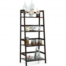 Load image into Gallery viewer, 4-Tier Bamboo Ladder Shelf-Brown