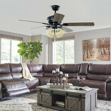 Load image into Gallery viewer, 52" Retro Ceiling Fan Light with Reversible Blades Remote Control-Black