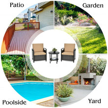 Load image into Gallery viewer, 3Pcs Patio Rattan Furniture Set Cushioned Sofa Storage Table with Shelf Garden