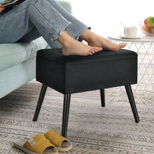 Load image into Gallery viewer, Velvet Storage Ottoman with Solid Wood Legs for Living Room Bedroom