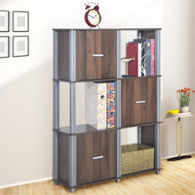 Load image into Gallery viewer, 3-Tier 6 Cubes Storage Shelf Cabinet-Walnut