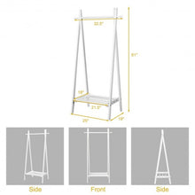 Load image into Gallery viewer, A-Frame Wood Clothing Hanging Rack with Storage Shelf-White