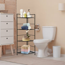 Load image into Gallery viewer, 4 Tier Folding Metal Shelf Plant Stand Storage Open Shelf Corner Display Rack