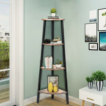 Load image into Gallery viewer, 4-Tier Corner Shelf Metal Storage Rack Bookcase Plant Display Stand