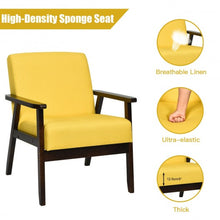 Load image into Gallery viewer, Solid Rubber Wood Fabric Accent Armchair-Yellow