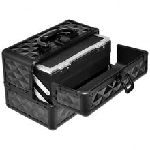Load image into Gallery viewer, Beauty Cosmetic Makeup Case with Mirror & Extendable Trays-Black