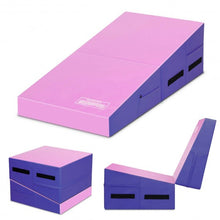 Load image into Gallery viewer, Folding Wedge Exercise Gymnastics Mat with Handles-Purple