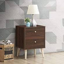 Load image into Gallery viewer, 2-Drawer Nightstand Beside End Side Table with Rubber Legs-Walnut