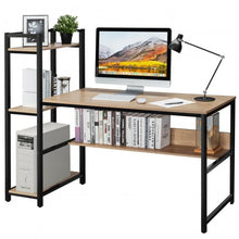 Load image into Gallery viewer, 59" Computer Desk Home Office Workstation 4-Tier Storage Shelves-Walnut