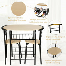 Load image into Gallery viewer, 3 pcs Home Kitchen Bistro Pub Dining Table 2 Chairs Set-Natural