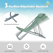 Load image into Gallery viewer, Portable Beach Chair Set of 2 with Headrest -Green