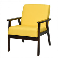 Load image into Gallery viewer, Solid Rubber Wood Fabric Accent Armchair-Yellow