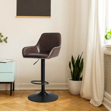 Load image into Gallery viewer, Retro Comfortable Adjustable Swivel Bar Stools with PU Leather Seat and Footrest