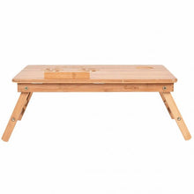 Load image into Gallery viewer, Portable Bamboo Laptop Desk Table with Drawer