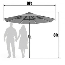 Load image into Gallery viewer, 9 Ft Patio Solar Powered Umbrella with LED Light-Gray