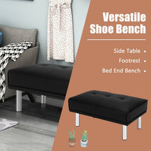 Load image into Gallery viewer, Ottoman Footrest Stool PU Leather Seat with Metal Legs-Black