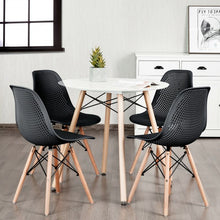 Load image into Gallery viewer, 4 Pcs Modern Plastic Hollow Chair Set with Wood Leg-Black