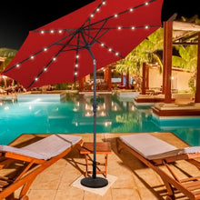 Load image into Gallery viewer, 10FT Patio Solar Umbrella LED Patio Market Steel Tilt W/ Crank Outdoor New-Burgundy
