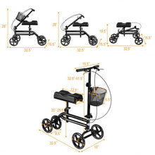 Load image into Gallery viewer, Medical Steerable Knee Walker with Dual Braking System-Black