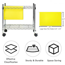 Load image into Gallery viewer, Metal Rolling File Cart for Folder Storage-Silver