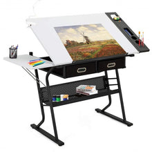 Load image into Gallery viewer, Adjustable Drafting Table Drawing Desk w/ Drop Leaf & Drawers