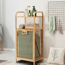Load image into Gallery viewer, Tilt out Bamboo Shelf Slat Frame Storage Laundry Hamper