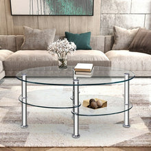 Load image into Gallery viewer, Tempered Glass Oval Side Coffee Table-Transparent
