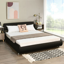 Load image into Gallery viewer, Full Size Faux Leather Upholstered Platform Bed Adjustable Headboard-Black