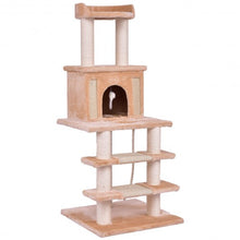 Load image into Gallery viewer, 52" Tower Condo Scratching Post Cat Tree w/ Rope and Mouse-Beige
