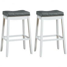 Load image into Gallery viewer, 29" Set of 2 Nailhead Saddle Bar Stools-White