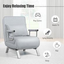 Load image into Gallery viewer, Folding 5 Position Convertible Sleeper Bed Armchair Lounge Couch w/Pillow-L Gray