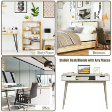 Load image into Gallery viewer, Stylish Computer Desk Workstation with 2 Drawers and Solid Wood Legs-Oak