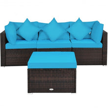 Load image into Gallery viewer, 4 Pcs Ottoman Garden Deck Patio Rattan Wicker Furniture Set Cushioned Sofa