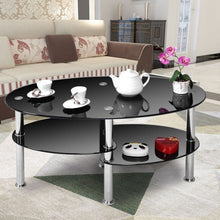 Load image into Gallery viewer, Tempered Glass Oval Side Coffee Table-Black