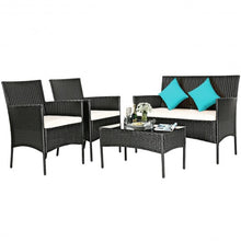 Load image into Gallery viewer, 4 Pcs Patio Rattan Cushioned Sofa Furniture Set